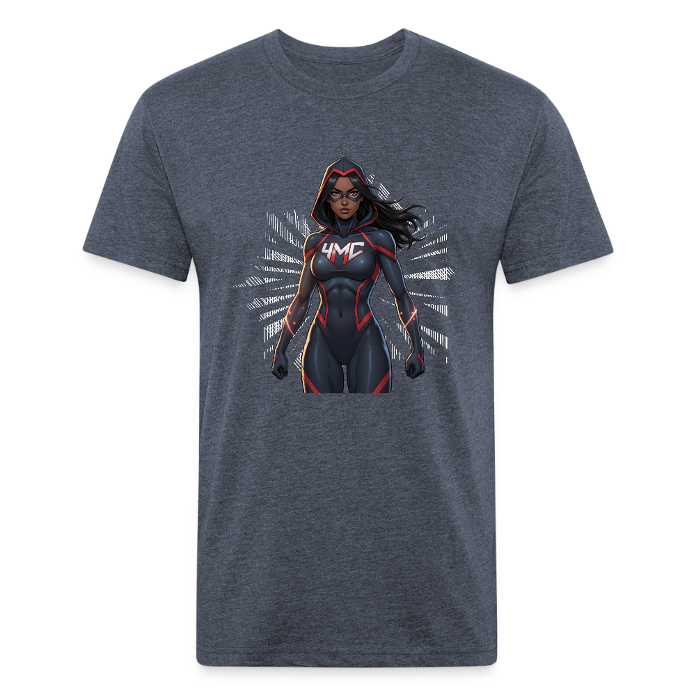 4MComics Woman of Power Variant Tee | Fitted Superhero Style - heather navy
