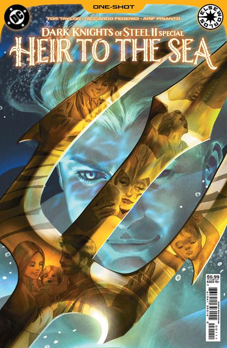 Comic book cover titled 'Dark Knights of Steel II Special: Heir to the Sea' with artistic depiction of characters.