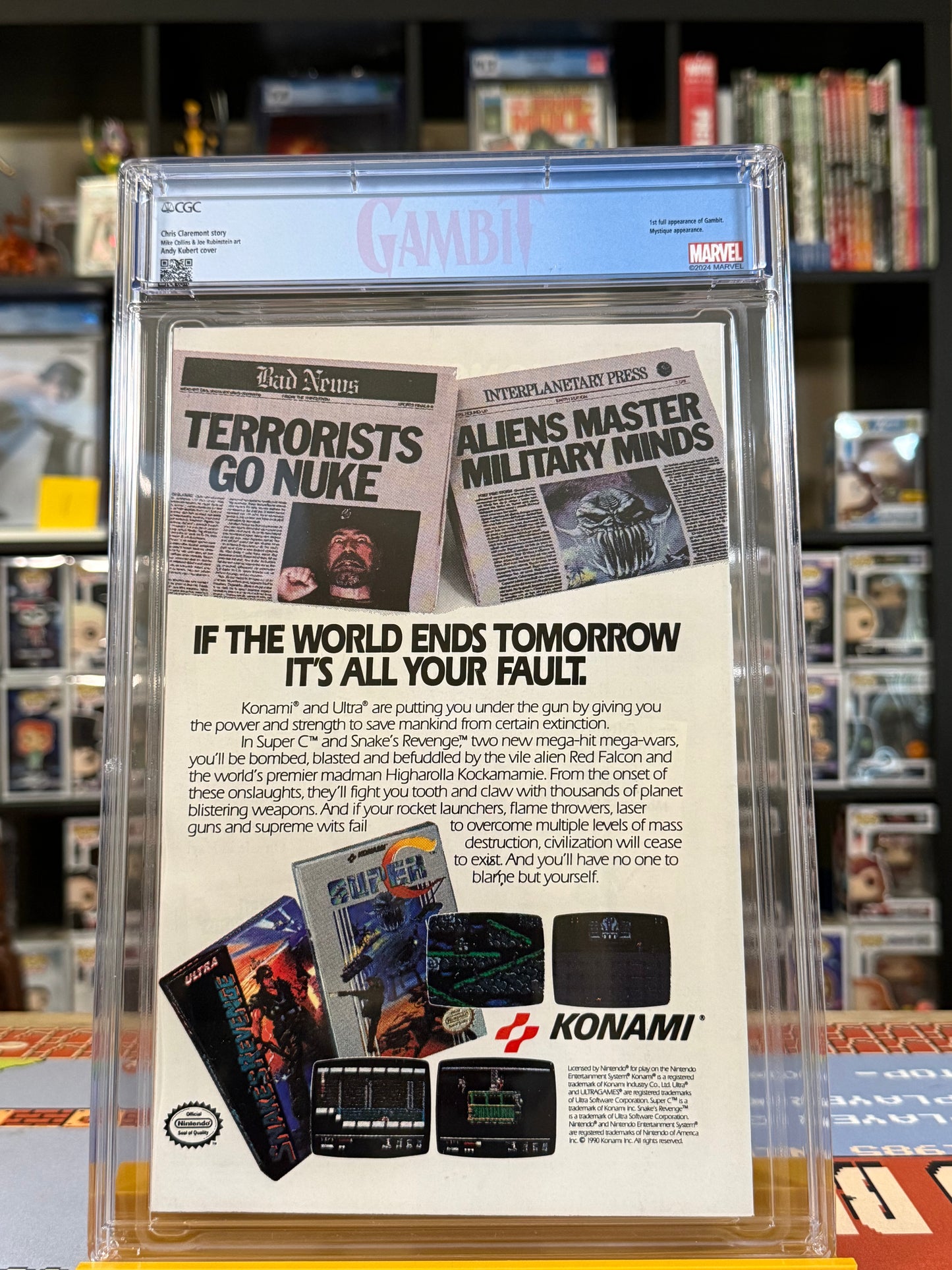 Uncanny X-Men #266 (1990) CGC 9.6 Universal Blue Label with custom Gambit artwork and White Pages, featuring the first full appearance of Gambit alongside Storm on the Andy Kubert cover,