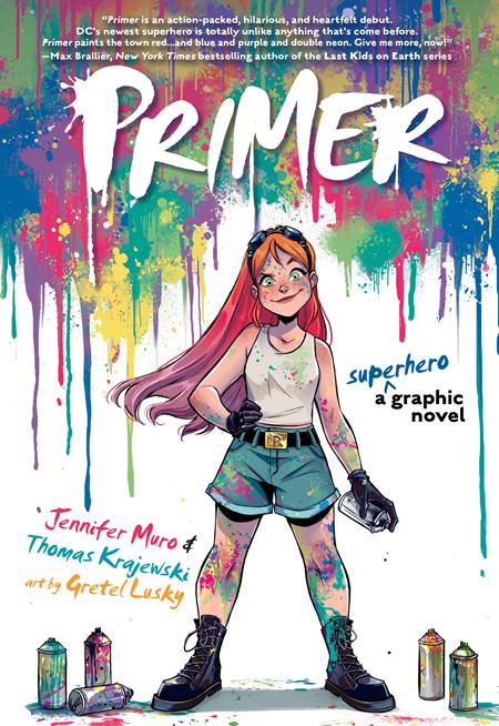Primer TP cover featuring Ashley Rayburn transforming into the colorful superhero Primer using powerful body paints that grant incredible abilities in this action-packed DC Comics graphic novel.