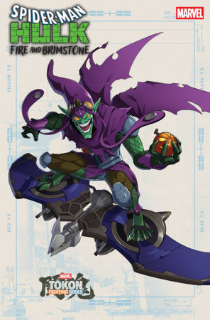 Spider-Man/Hulk: Fire and Brimstone #2 Marvel Tokon Fighting Souls Variant featuring a Green Goblin-inspired Marvel fighter riding a glider with pumpkin bombs.