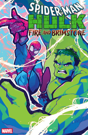 Spider-Man/Hulk: Fire and Brimstone #1 Rose Besch Variant featuring colorful cover artwork of Spider-Man and Hulk by Rose Besch.