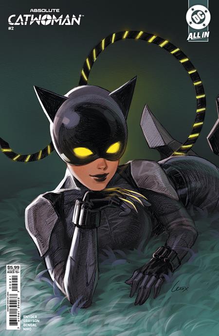 Absolute Catwoman #2 (Of 6) CVR B Lesley Leirix Li Card Stock Variant featuring Selina Kyle seeking revenge in the Absolute Universe with premium card stock cover artwork by Lesley Leirix Li for DC Comics.