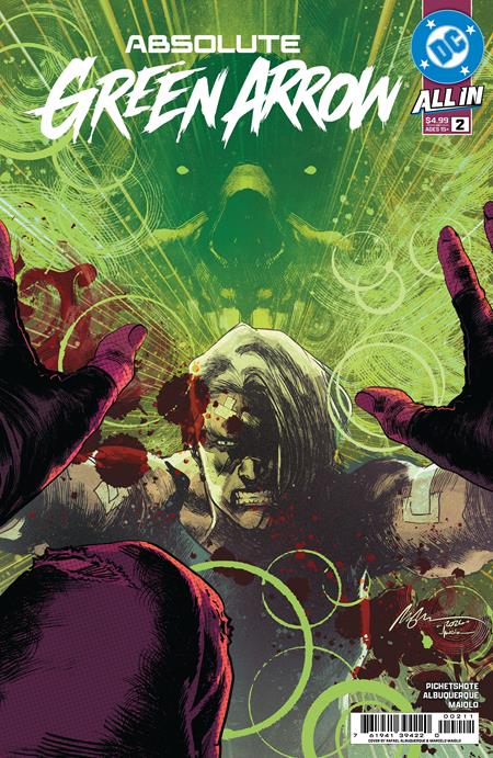 Absolute Green Arrow #2 CVR A Rafael Albuquerque cover featuring a dark DC Black Label mystery storyline with Green Arrow, Black Canary, and investigative tension surrounding the Green Arrow Killer and Oliver Queen’s past secrets.