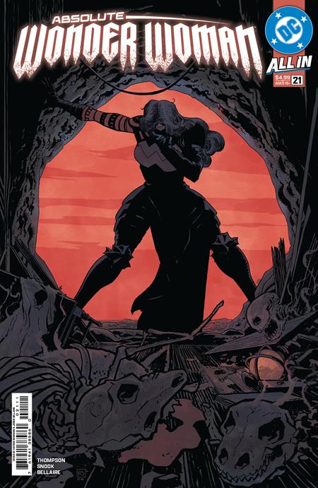 Comic book cover featuring a silhouette of Wonder Woman against a red background