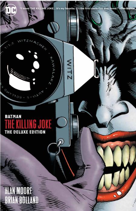 Batman The Killing Joke HC New Edition cover featuring The Joker in Brian Bolland’s iconic artwork from the classic DC Comics graphic novel by Alan Moore.