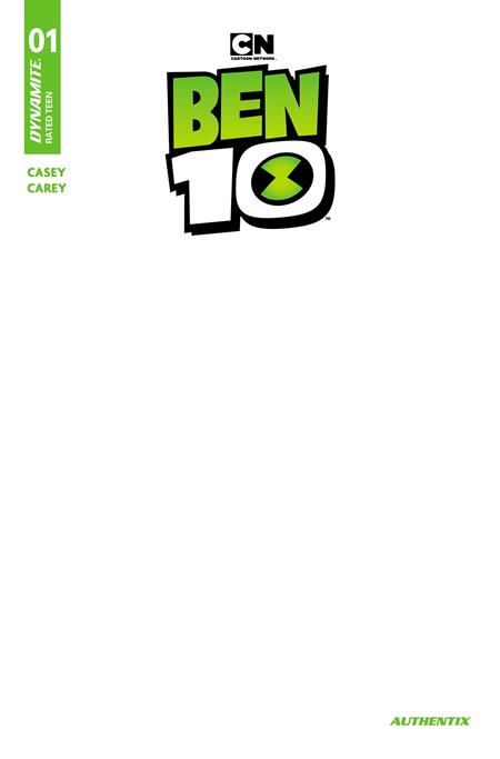 Ben 10 #1 2nd Printing Blank Authentix Variant Cover C featuring a blank sketch cover edition of the modern Ben 10 origin story with the Omnitrix.