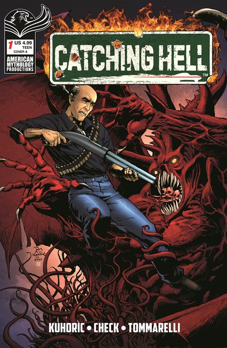 Catching Hell Featuring Reggie Bannister #1 CVR A by Roy Allan Martinez featuring horror icon Reggie Bannister as a demon-hunting Hell-Tracer in this supernatural horror comic from American Mythology Comics.