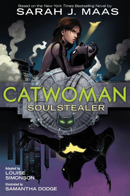 Catwoman Soulstealer The Graphic Novel TP cover featuring Selina Kyle returning to Gotham City as Catwoman while Batwing battles dangerous villains in this thrilling DC graphic novel by Sarah J. Maas.