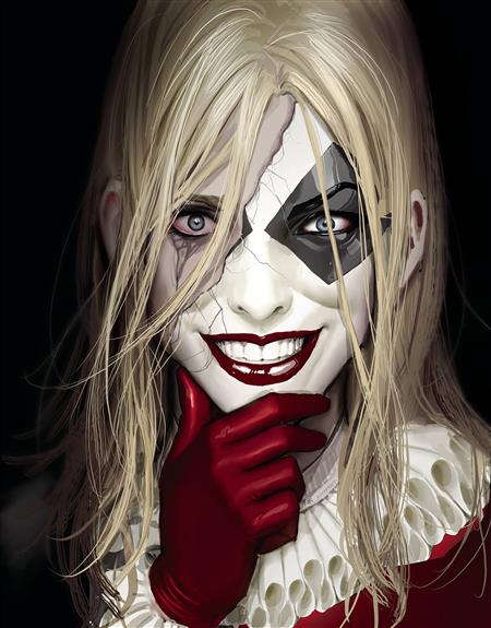 Harleen Hardcover cover featuring Dr. Harleen Quinzel and The Joker in Stjepan Šejić’s dark reimagining of Harley Quinn’s origin story from DC Black Label.