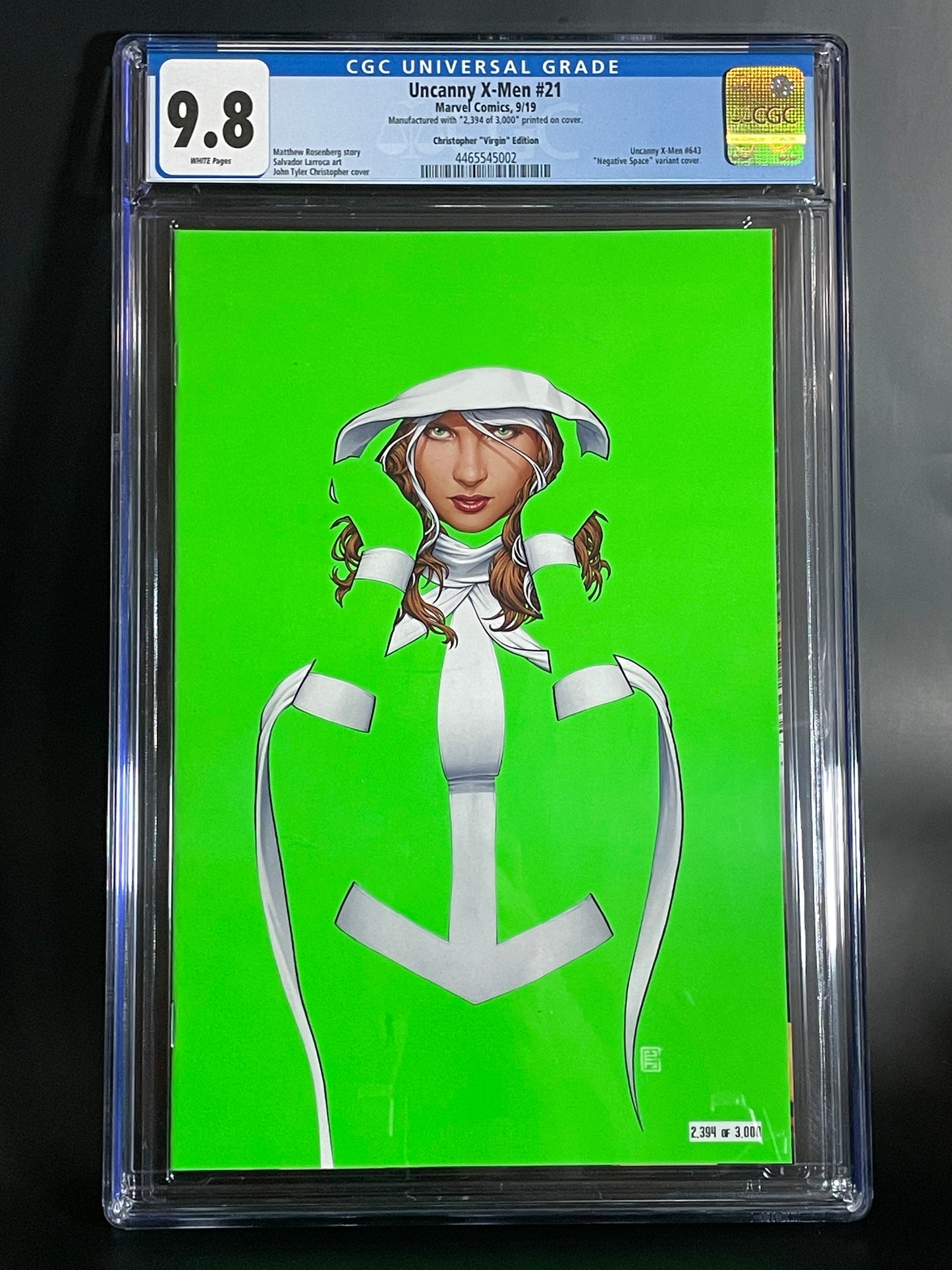 Uncanny X-Men #21 - John Tyler Christopher - CGC 9.8 - SDCC Negative Space Virgin Variant