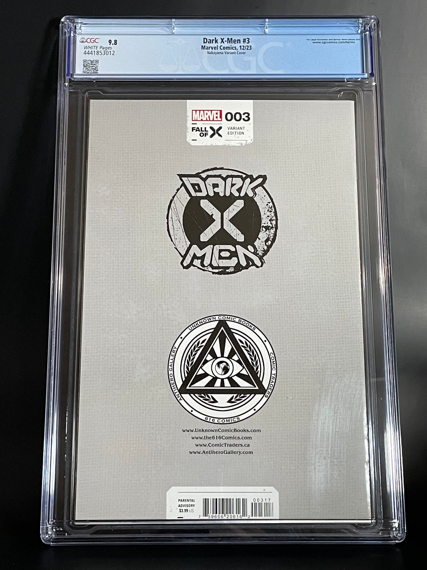 Dark X-Men #3 - David Nakayama - CGC 9.8 - Foil Virgin Variant