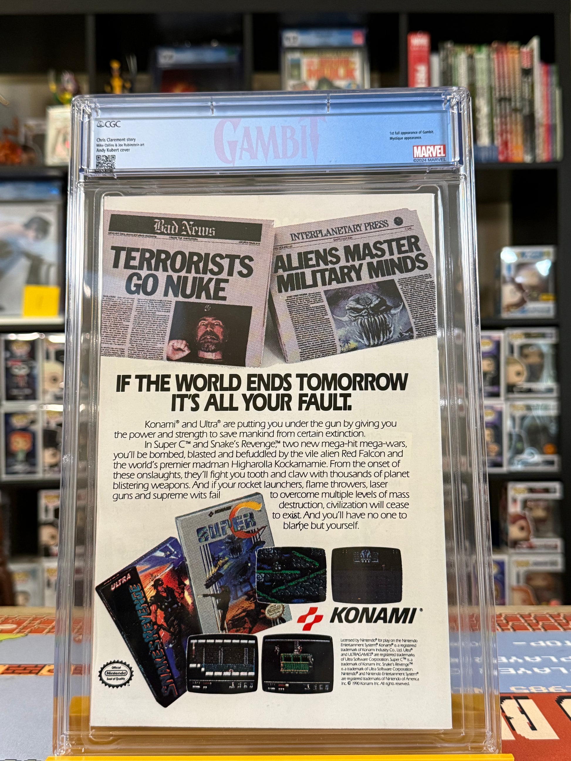 Uncanny X-Men #266 (1990) CGC 9.6 Universal Blue Label with custom Gambit artwork and White Pages, featuring the first full appearance of Gambit alongside Storm on the Andy Kubert cover,