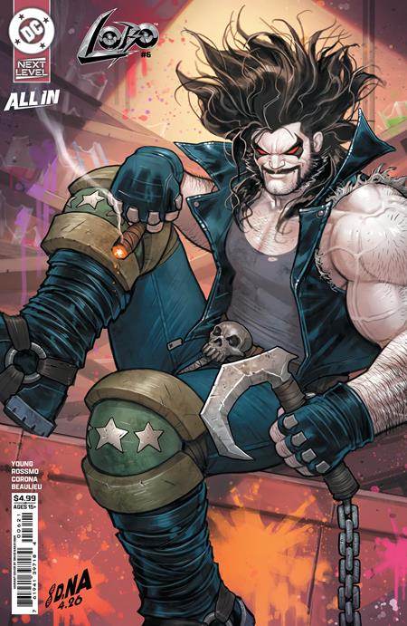 Lobo #6 Cover B David Nakayama Variant featuring Lobo wielding his signature chain and hook in collectible cover artwork by David Nakayama.