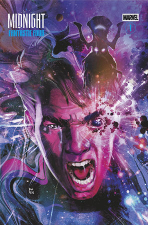 Midnight Fantastic Four #1 Cover I Rod Reis Variant featuring a screaming transformed figure amid an explosive cosmic scene in vivid purple, pink, and blue artwork.