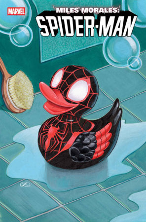 Miles Morales: Spider-Man #1 Chrissie Zullo Marvel Duck Variant featuring a playful Marvel Duck-inspired cover by Chrissie Zullo for the debut issue of Marvel's new Miles Morales series.