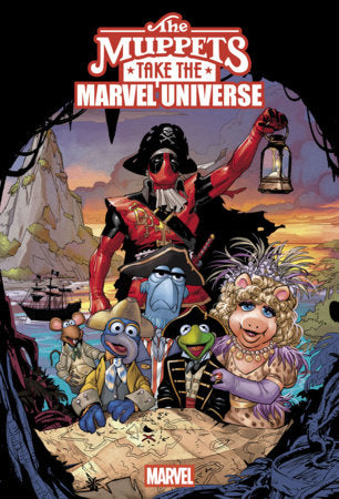 Muppets Take the Marvel Universe #1 Matteo Lolli Muppet Treasure Island 30th Anniversary Variant featuring Kermit, Miss Piggy, Gonzo and the Muppets on a pirate adventure cover.