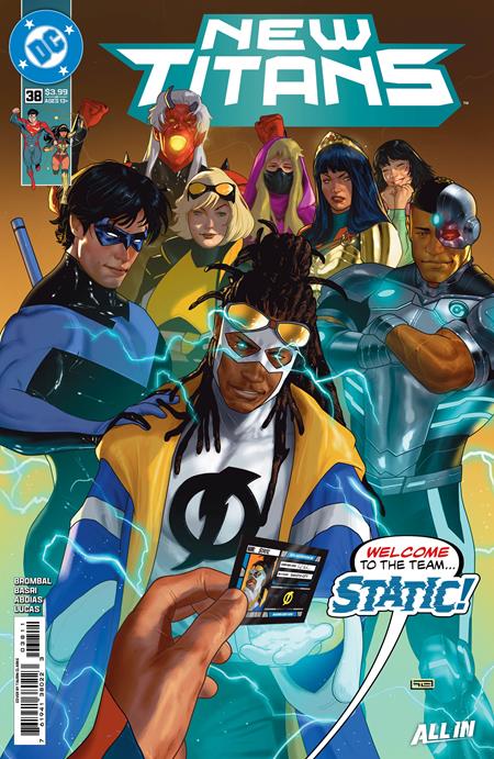 New Titans #38 Cover A by Taurin Clarke featuring Static joining the New Titans for a new DC Comics adventure.