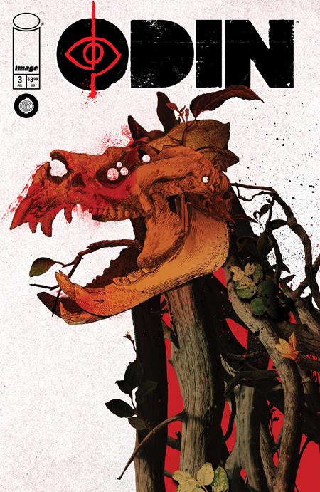 Odin #3 CVR A by Alex Eckman-Lawn featuring a haunting animal skull mounted on wooden stakes surrounded by twisted branches for the Image Comics horror series.