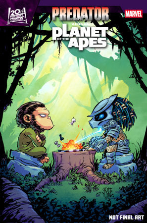 Predator vs. The Planet of the Apes #1 Skottie Young Variant featuring exclusive stylized cover artwork by Skottie Young for the first-ever Predator and Planet of the Apes crossover from Marvel Comics.