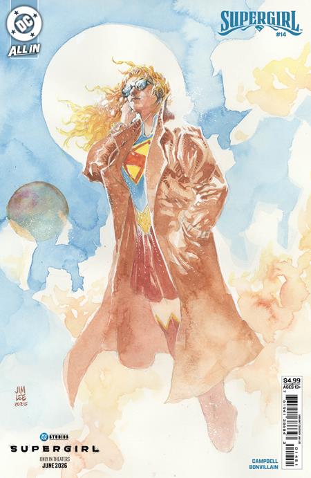 Supergirl #14 CVR E Jim Lee Supergirl movie card stock variant cover featuring Supergirl storyline with Kandor, Black Flame, and Lena Luthor in a high-stakes DC Comics battle for the bottled city.