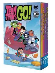 Teen Titans Go Box Set featuring Robin, Starfire, Beast Boy, Cyborg, and Raven in a collection of hilarious superhero adventures inspired by the hit Cartoon Network animated series.