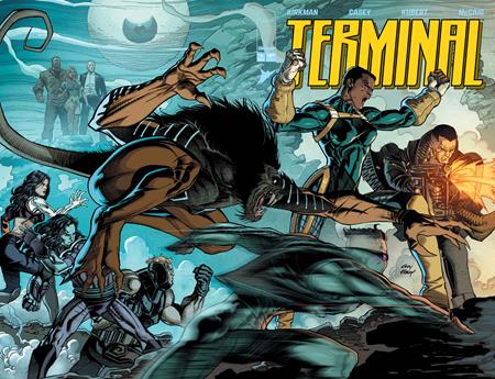 Terminal #1 CVR A Andy Kubert & Dave McCaig Connecting Wraparound featuring multiple superpowered characters in an action-packed battle from the new Image Comics superhero series.