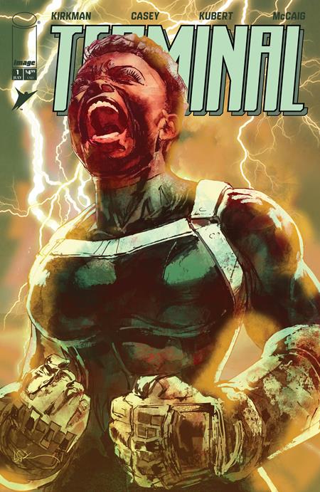 Terminal #1 CVR E 1:25 Bill Sienkiewicz Variant featuring striking painted cover artwork of a powerful superhuman surrounded by lightning for the new Image Comics superhero series.