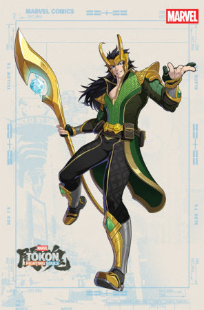 Thor #801 Marvel Tokon Fighting Souls Variant featuring Loki wielding a golden staff in his Marvel Games fighting character design.