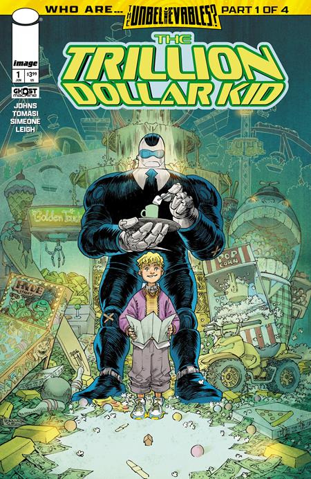 Trillion Dollar Kid #1 (Of 2) CVR A by Francis Manapul featuring Tommy Townsend III, the world's first 13-year-old trillionaire, embarking on an adventure to discover the mysterious Unbelievables in a vibrant new comic universe.