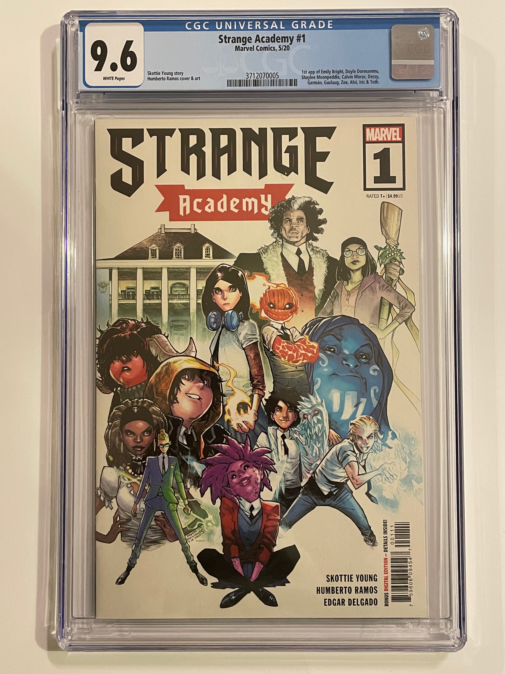 Strange Academy #1 Marvel Comics 2020, CGC Graded 9.6, First Appearances of Emily Bright, Doyle Dormammu, and More, Key Comic in Marvel's Magical Universe.